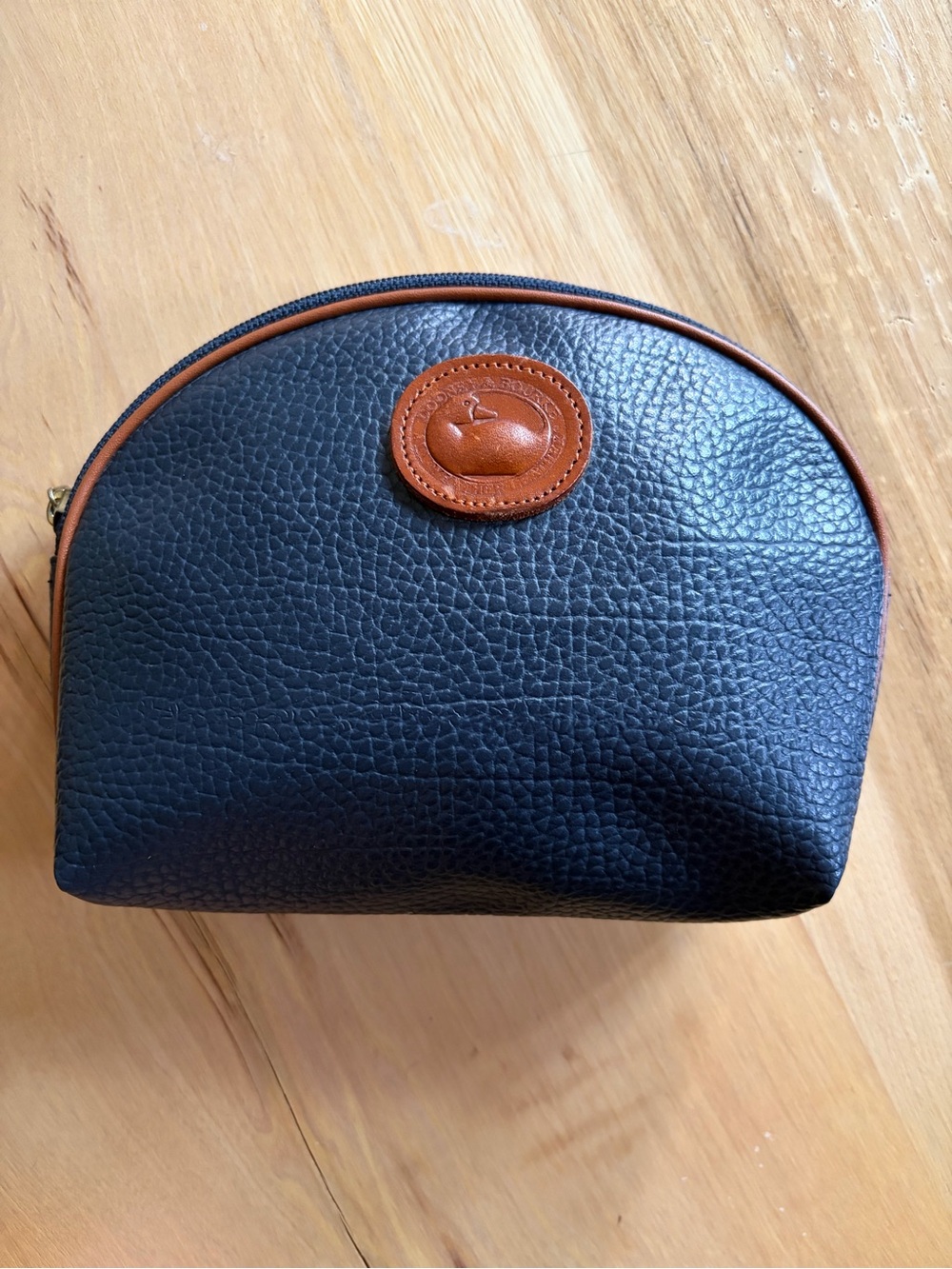 Cute Vintage Dooney & Bourke Navy Blue Leather Cosmetic Bag Pouch